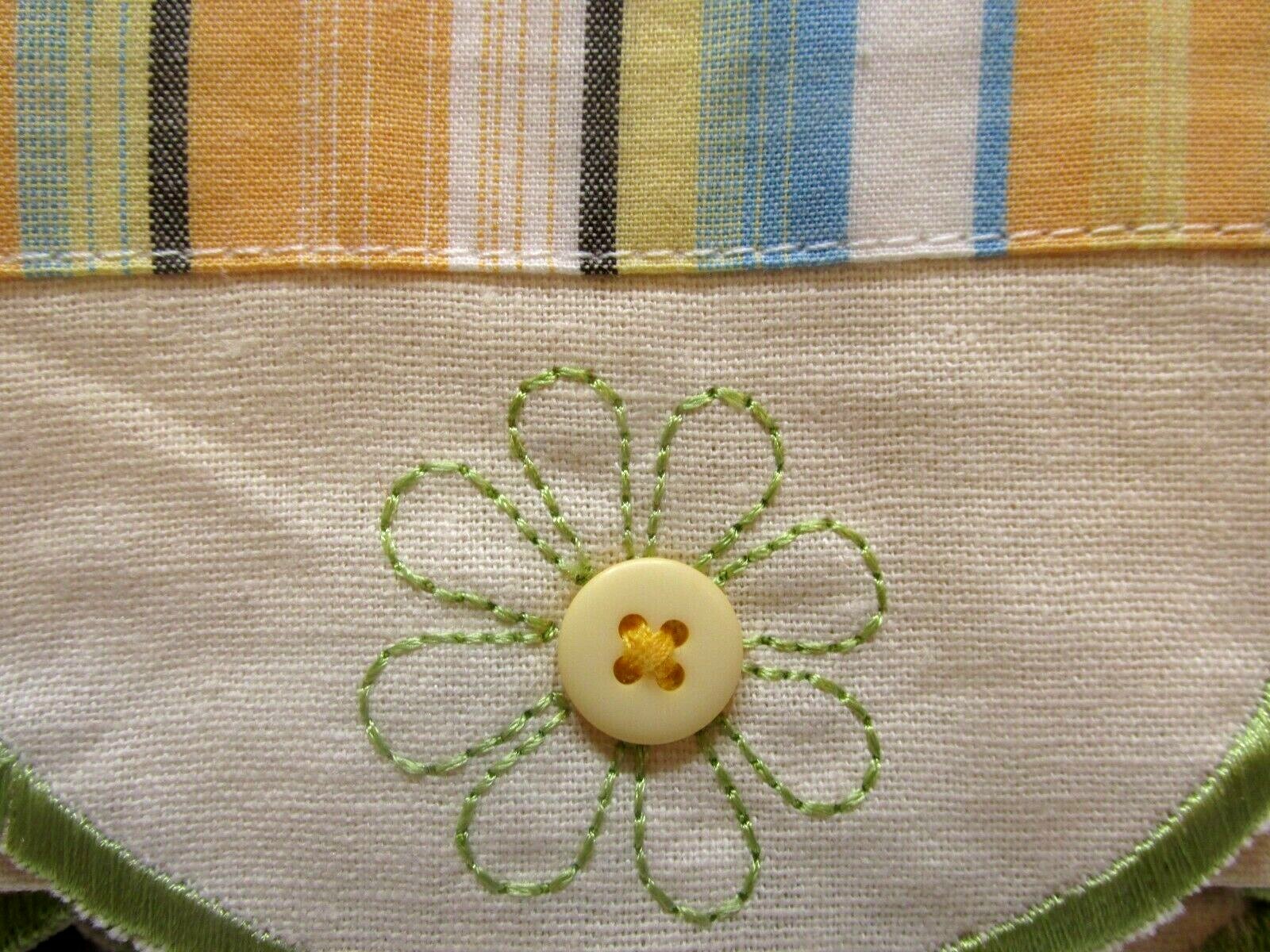 MWW Market Embroidered Linen Hand Towel Woodland Sanctuary Bunny Button Trim NEW