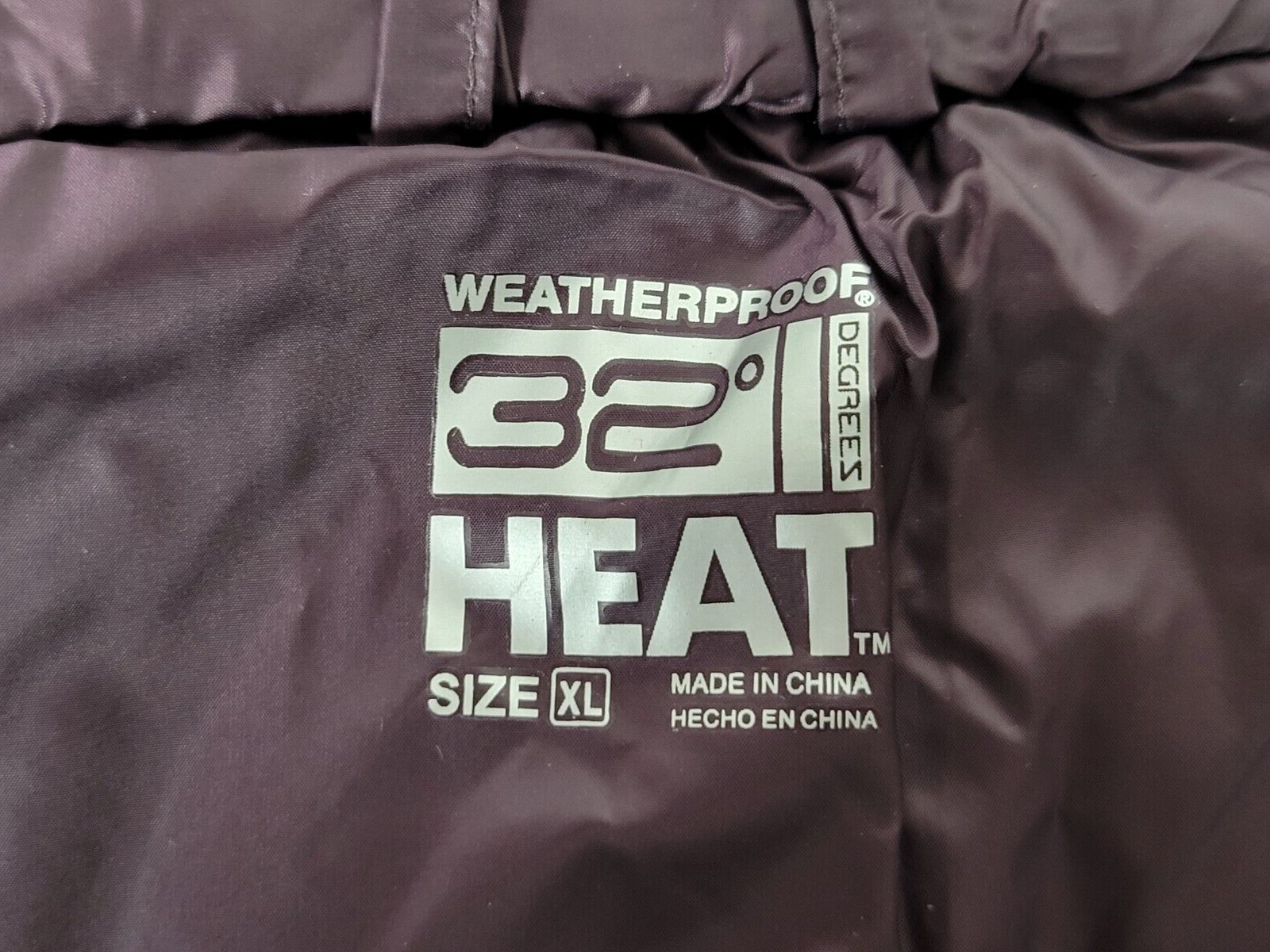32 Degrees Size XL Burgundy Weatherproof Heat Women Down Snow Skirt Zip Quilted