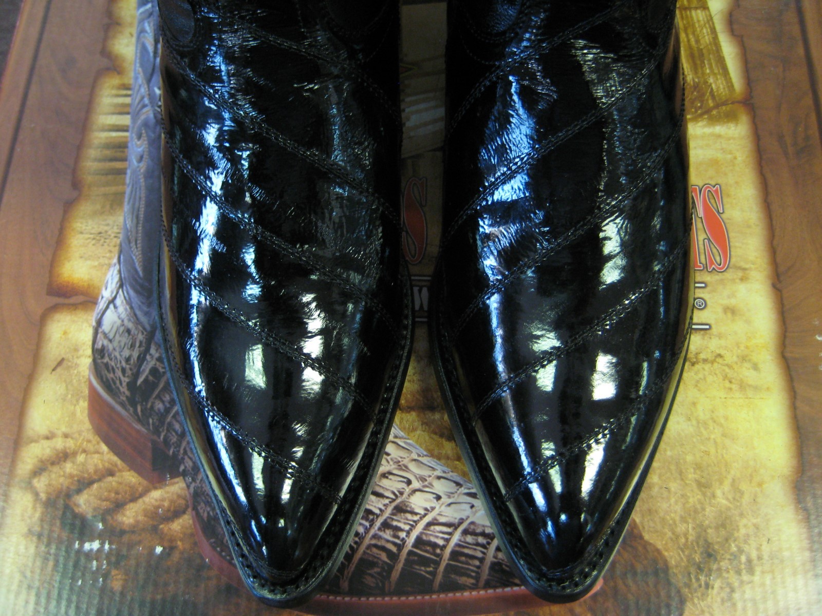 Pre-owned Los Altos Boots Los Altos Men Black Genuine Eel Western Cowboy Boot J-toe 990805 Ee