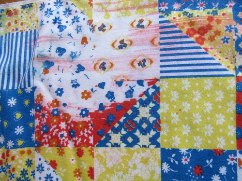 4.5 yds Vintage 70s Boho Hippie Cheater Patchwork Soft Cotton FLANNEL Fabric NOS