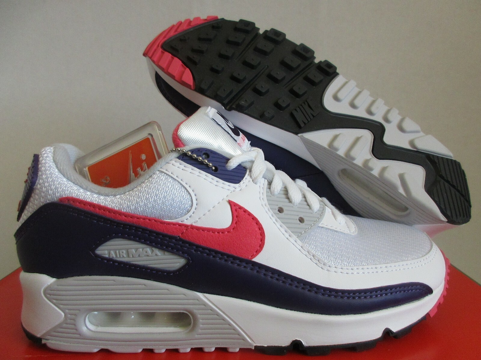 WMNS NIKE AIR MAX III 3 AIR MAX 90 WHITE-EGGPLANT PURPLE