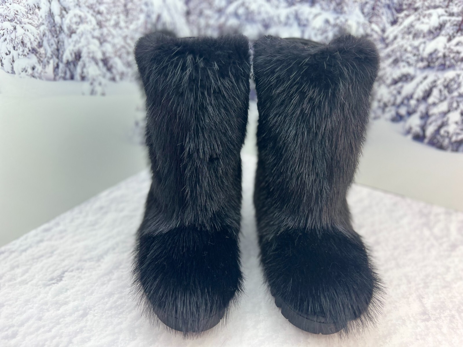 Pre-owned Litvin Black Beaver Fur Boots For Men, Viking Boots,mens Snow Winter Boots,big Sizes