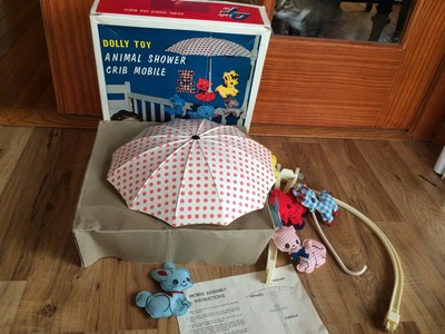 Vintage Dolly Toy Animal Shower Crib Mobile With Instructions