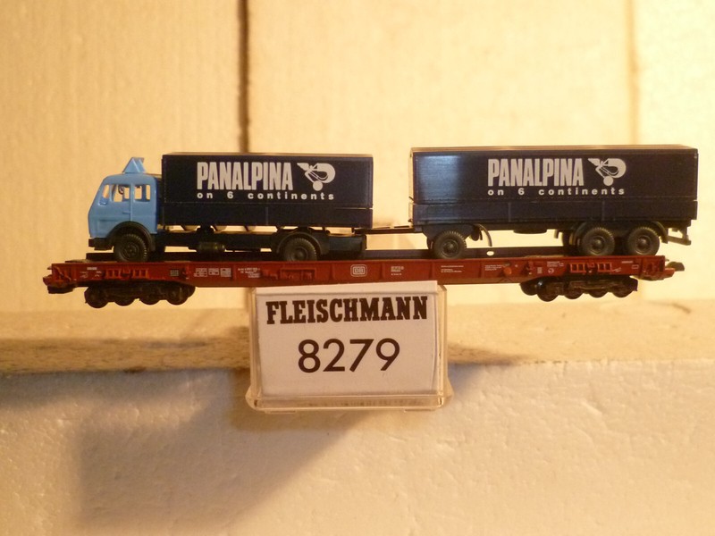 8279 Fleischmann Niederflurwagen Mit Panalpina Lkw , In Ovp,