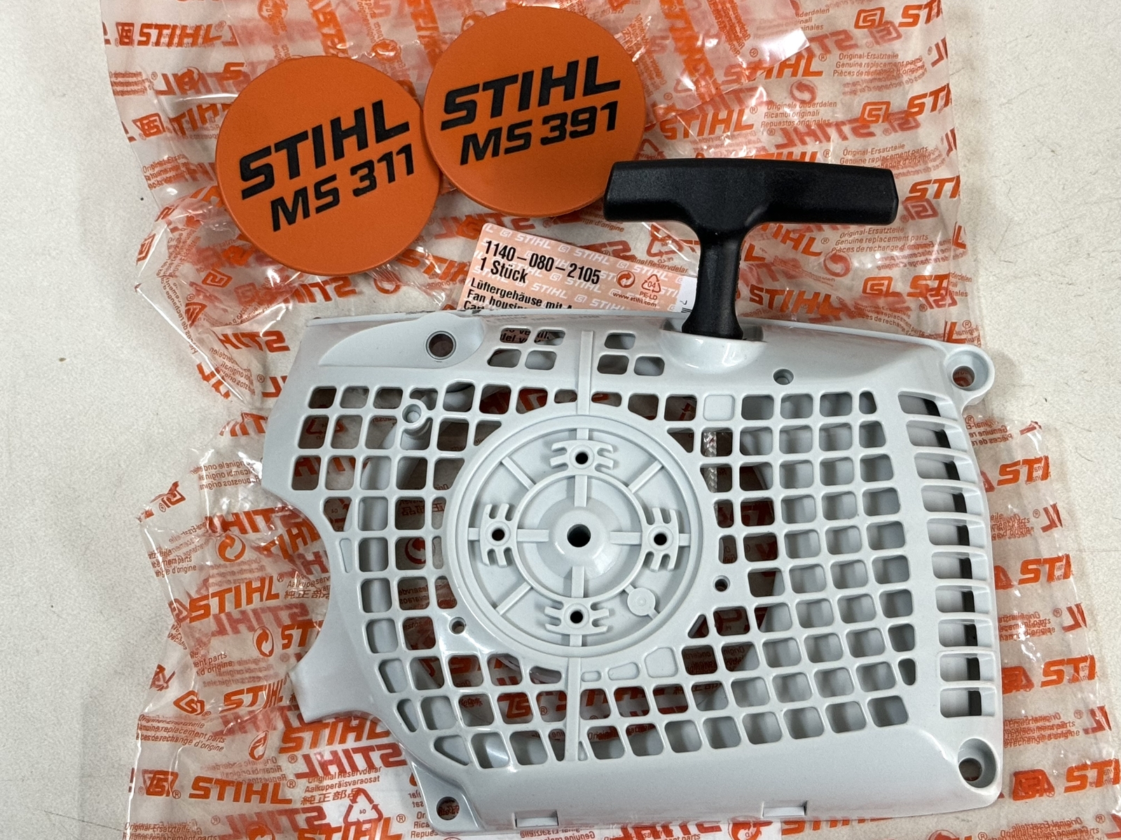 STIHL OEM REWIND STARTER FAN HOUSING 1140 080 2105 MS311 MS391 GENUINE - Picture 1 of 3