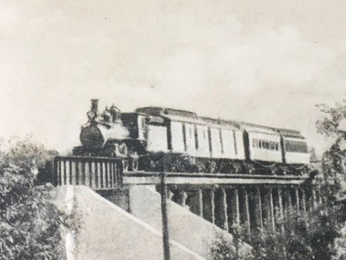 On The Wabash, Albia, Iowa, 1909 RPPC Postcard ~ Train Engine on Railroad Bridge