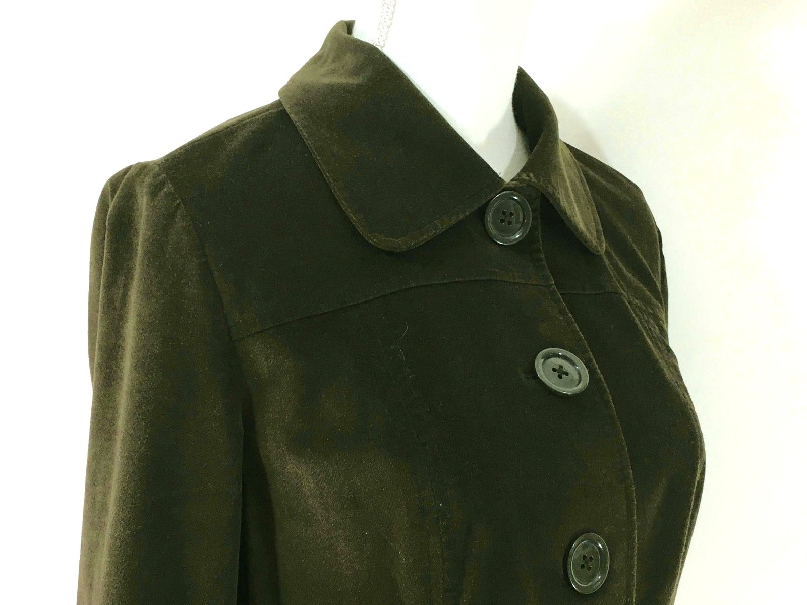 TALBOTS womens jacket SIZE 8 green brushed buttons long sleeves pockets (J501)