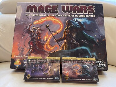 Mage Wars Board Game Arcane Wonders Unplayed + Core Spell Tome 1 + 2 Sealed New