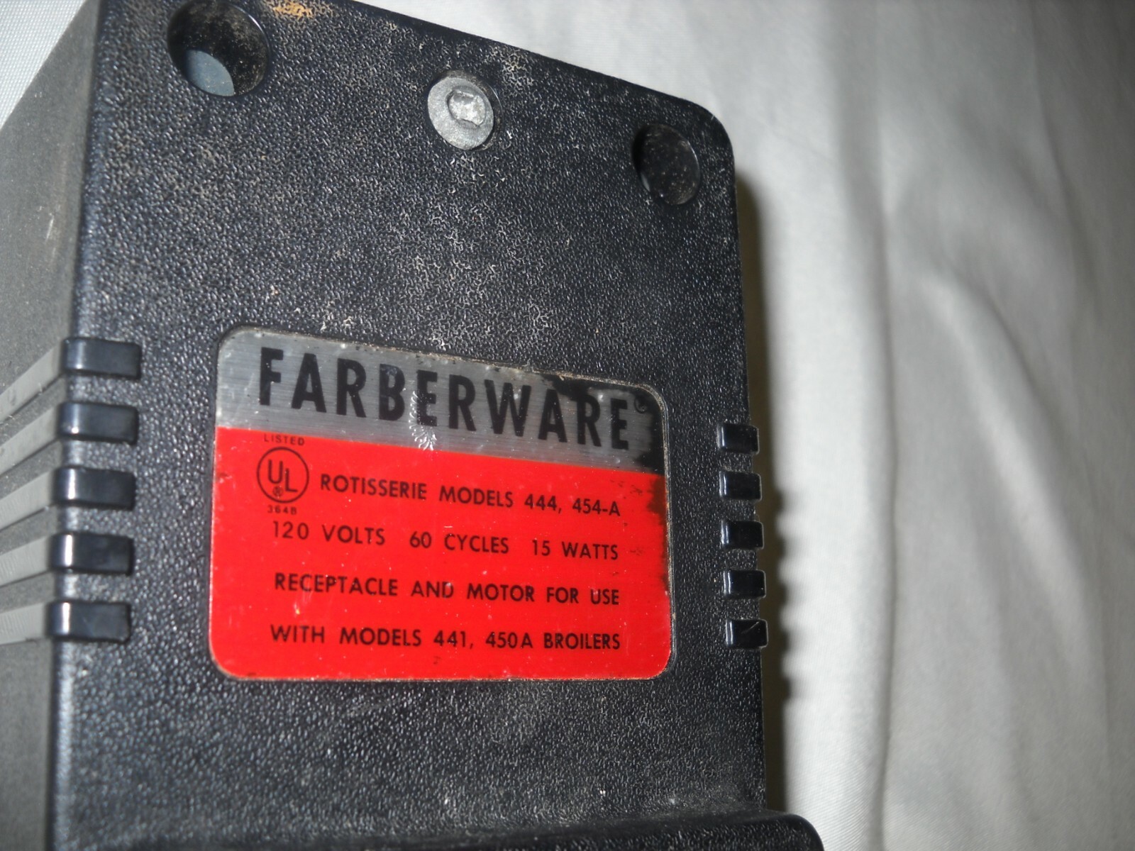 FarberWare Electric Broiler Rotisserie Motor Model#400 Fits 440-460 Series 4444