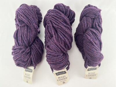 NEW Reynolds Super Bulky Candide Wool Yarn Hanks #114 Purple Skeins Lot of 3