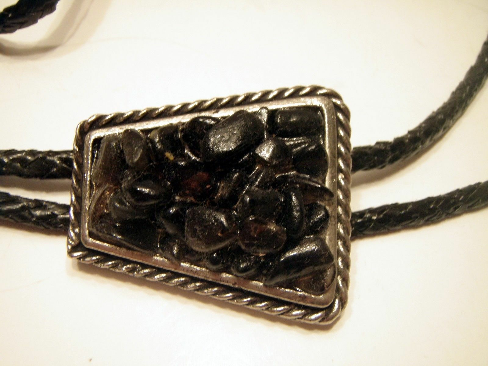 Black Stone Bolo Necktie Tie ..