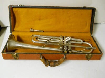Vintage Late 1940's York Baronet Trumpet Cornet Silver Plated Brass Bb # 147887