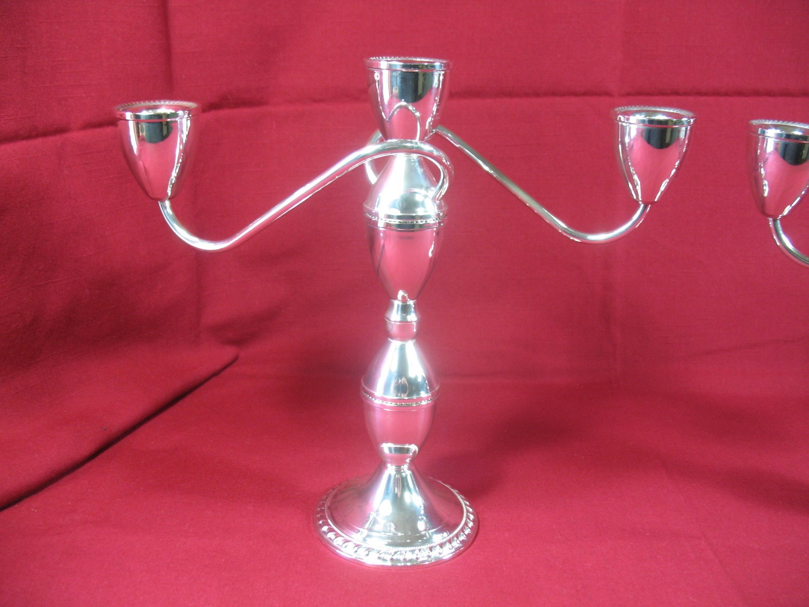 Pair of Elegant Sterling Silver Weighted Candelabra  2 Arm 3 Candle Candlesticks