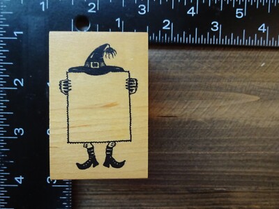 new WITCH HIDING BEHIND SIGN Halloween Rubber Stamp by GREAT IMPRESSIONS