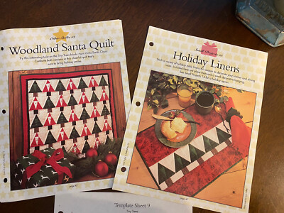 Lot Of 2 - Woodland Santa  Wall Quilt & Placemat Patterns Oxmoor House