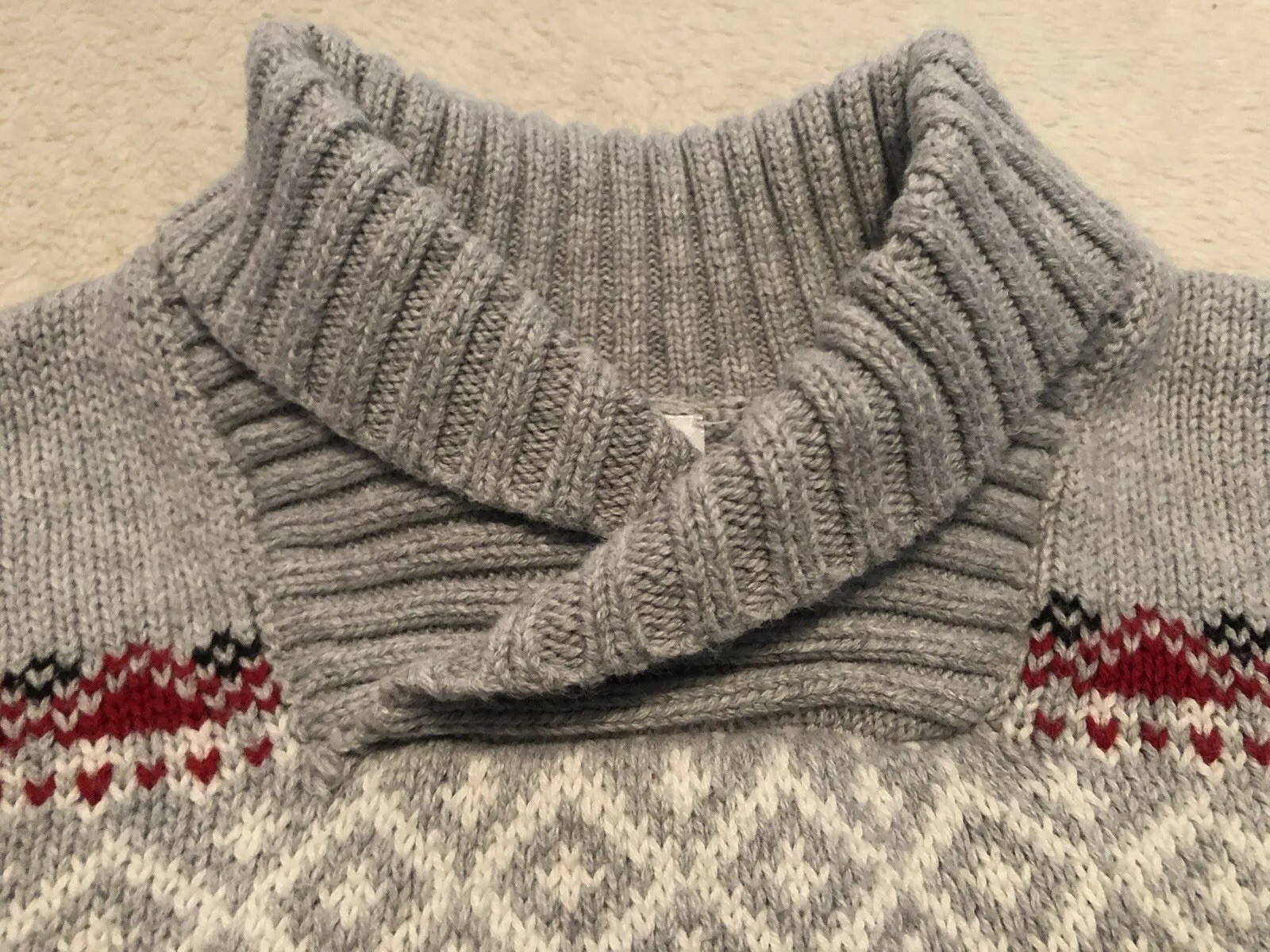 New GYMBOREE Boys Gray Shawl Collar Snowman Long Sleeve Sweater Cotton Size 4T