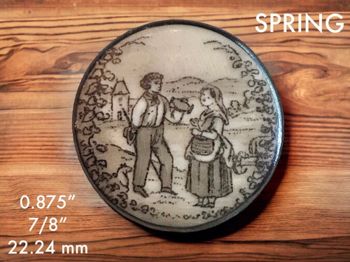 Lot of 4 Vintage Victorian Button - The Four Seasons - Spring Summer Fall Winter