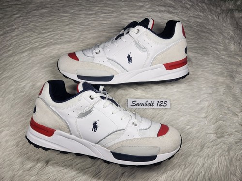 Polo Ralph Lauren ホワイト Trackster 200 スニーカー Polo Ralph Lauren Trackster 200 Sneaker White/Blue/Red Men's