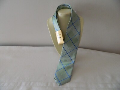 New CARLO VISCONTI Tie Gold Label Collection Handcrafted Green & Blue Geometric