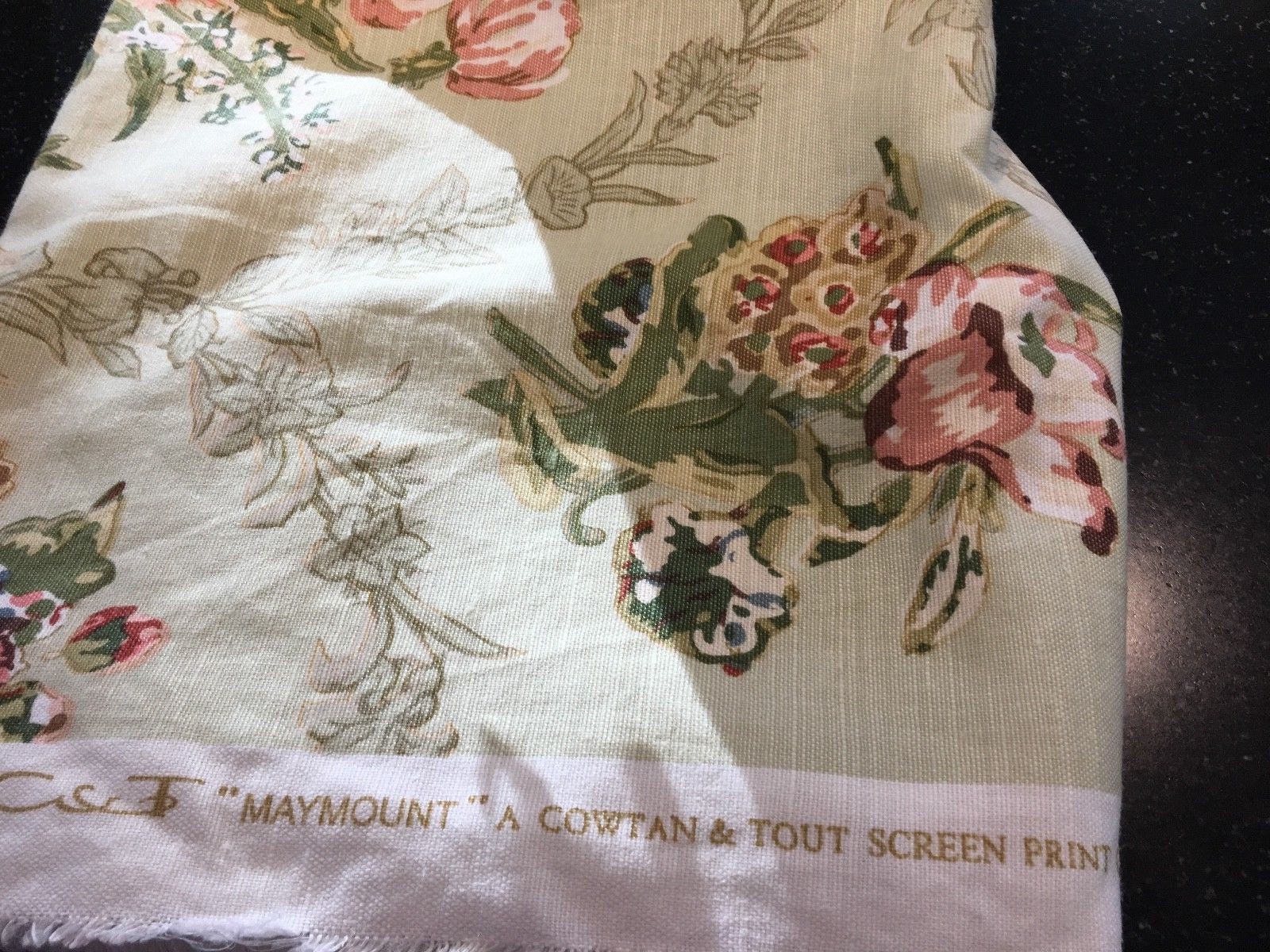 1 yard Cowtan & Tout  Maymount Linen Blend Floral Green Pink  Fabric