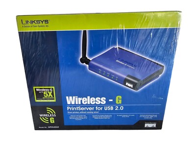 Linksys Wireless-G Print Server For USB 2.0 WPS54GU2 2.4GHz 802.11g New