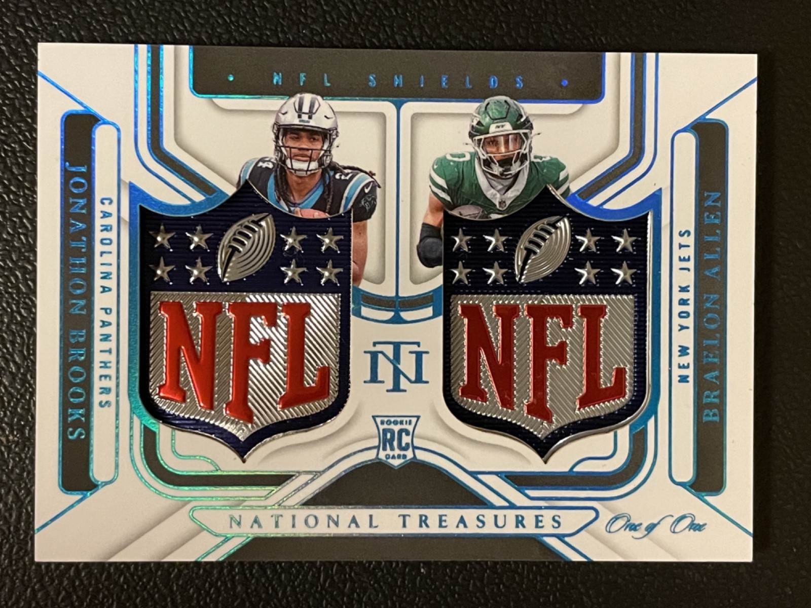 2024 Panini National Treasures Jonathon Brooks Braelon Allen 1/1 Shields RC