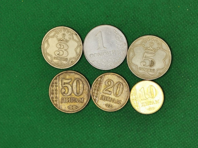 Lot  172 ,  Tadschikistan 6 UmlaufmÃ¼Nzen , 10 Diram - 5 Somoni