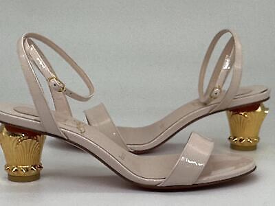 Pre-owned Christian Louboutin Lipsita Queen 55 Ankle Strap Sandal Spike Heels Shoes $995 In Beige