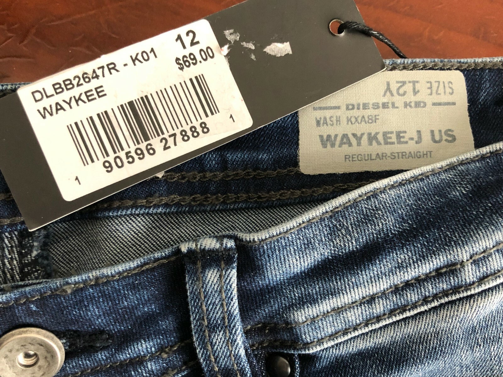 diesel kid waykee-j regular straight fit jeans size 12Y  NWT  EM47