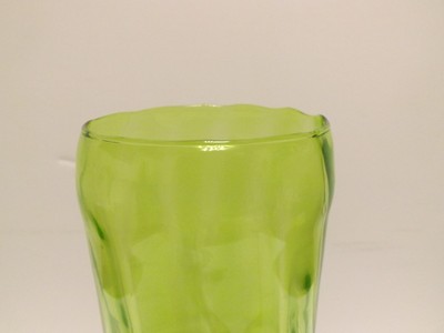 HAND BLOWN GREEN GLASS PEDESTAL VASE