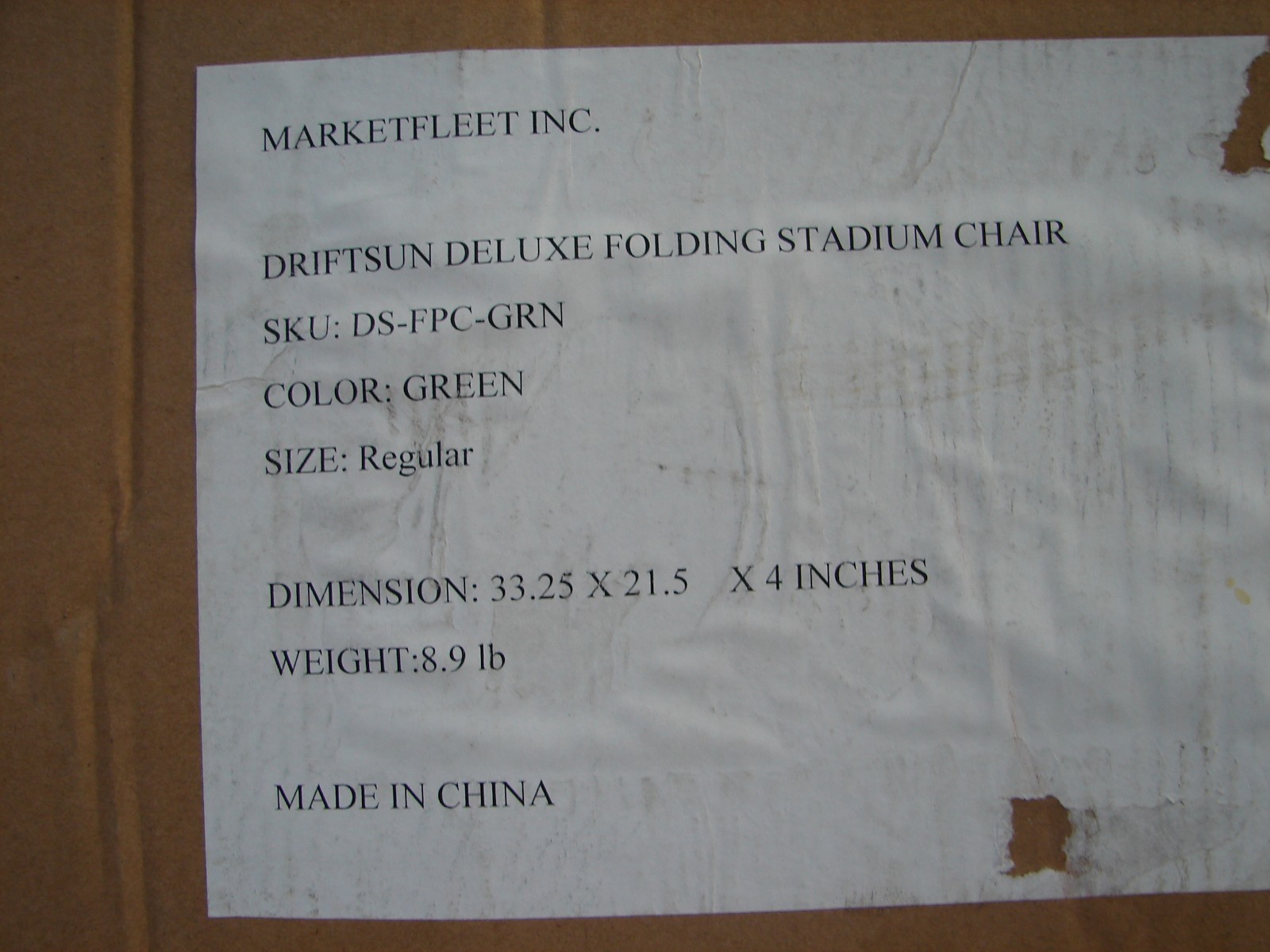 DRIFTSUN FOLDING PICNIC CHAIR STADIUM SEAT BACK SUPPORT RECLINES GREEN