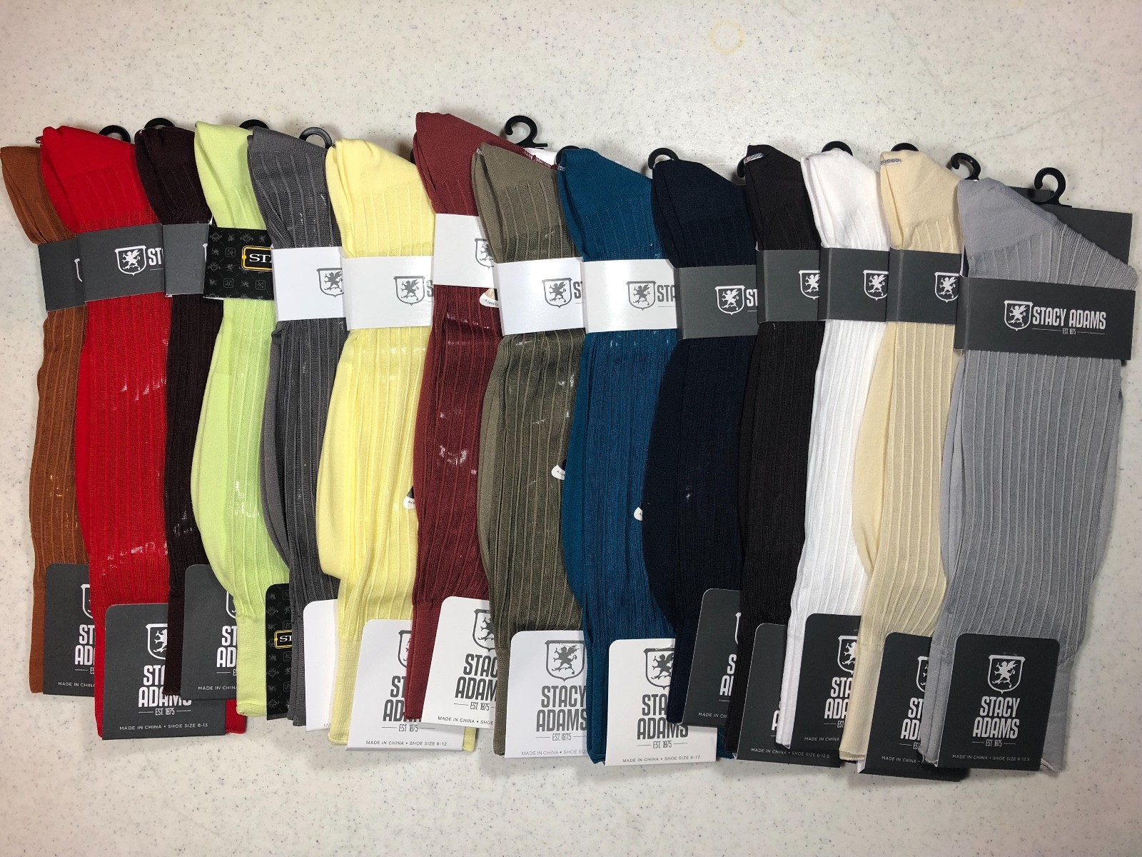 ONE PAIR NEW WITH TAG STACY ADAMS  NYLON SLIKY RIBBED MEN'S CREW DRESS SOCKS