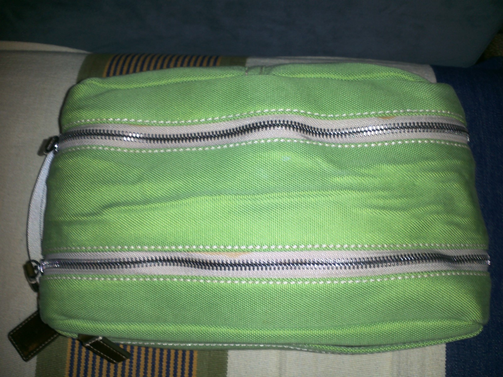 Coach Green Canvas Leather Trim Toiletry Travel Bag