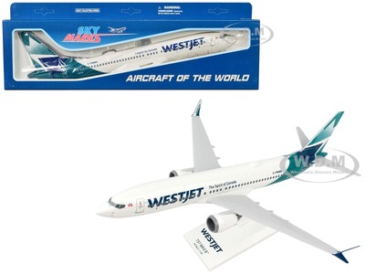 BOEING 737 MAX 8 AIRCRAFT ''WESTJET'' 1/130 SNAP-FIT MODEL BY SKYMARKS SKR994