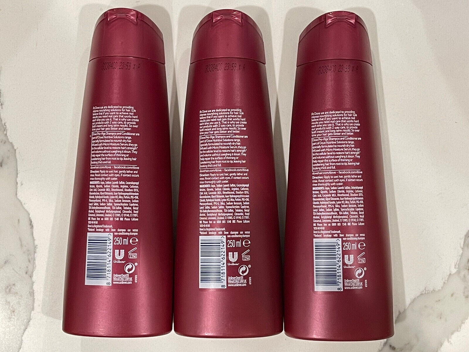 3-Dove Pro Age Shampoo 250ml. Unilever. Brand New