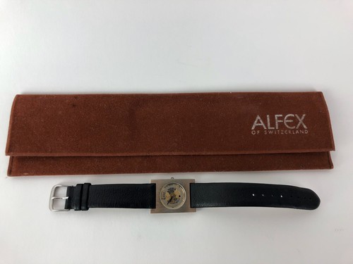 ALFEX Women's Watch Model #5221 Skeleton Face Stainless Steel & Leather RARE