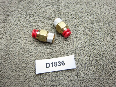 SMC 1/8'' TUBE Dia, 1/8 NPT, Male Str PTC Fitting LOT OF 2 inv D1836