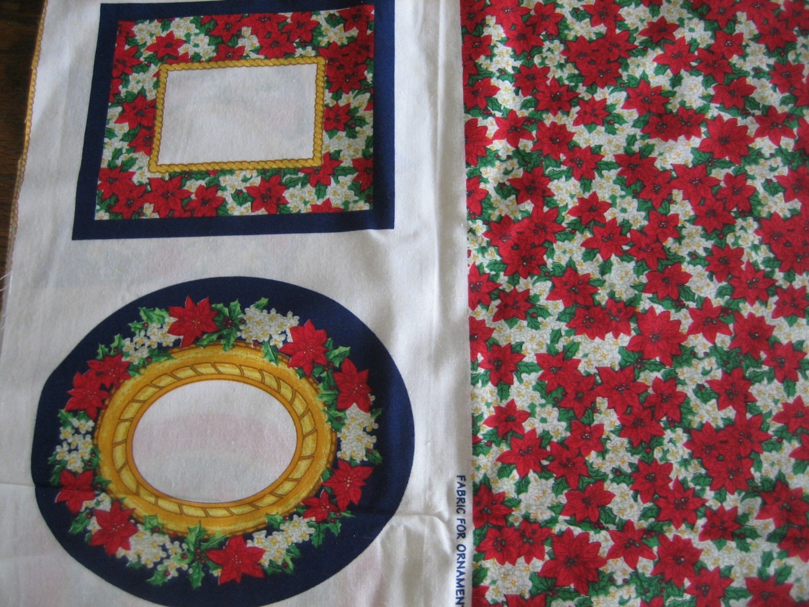 DAISY KINGDOM FABRIC PANEL POINSETTIA MEMORY KEEPSAKE ORNAMENTS 36X44 CHRISTMAS