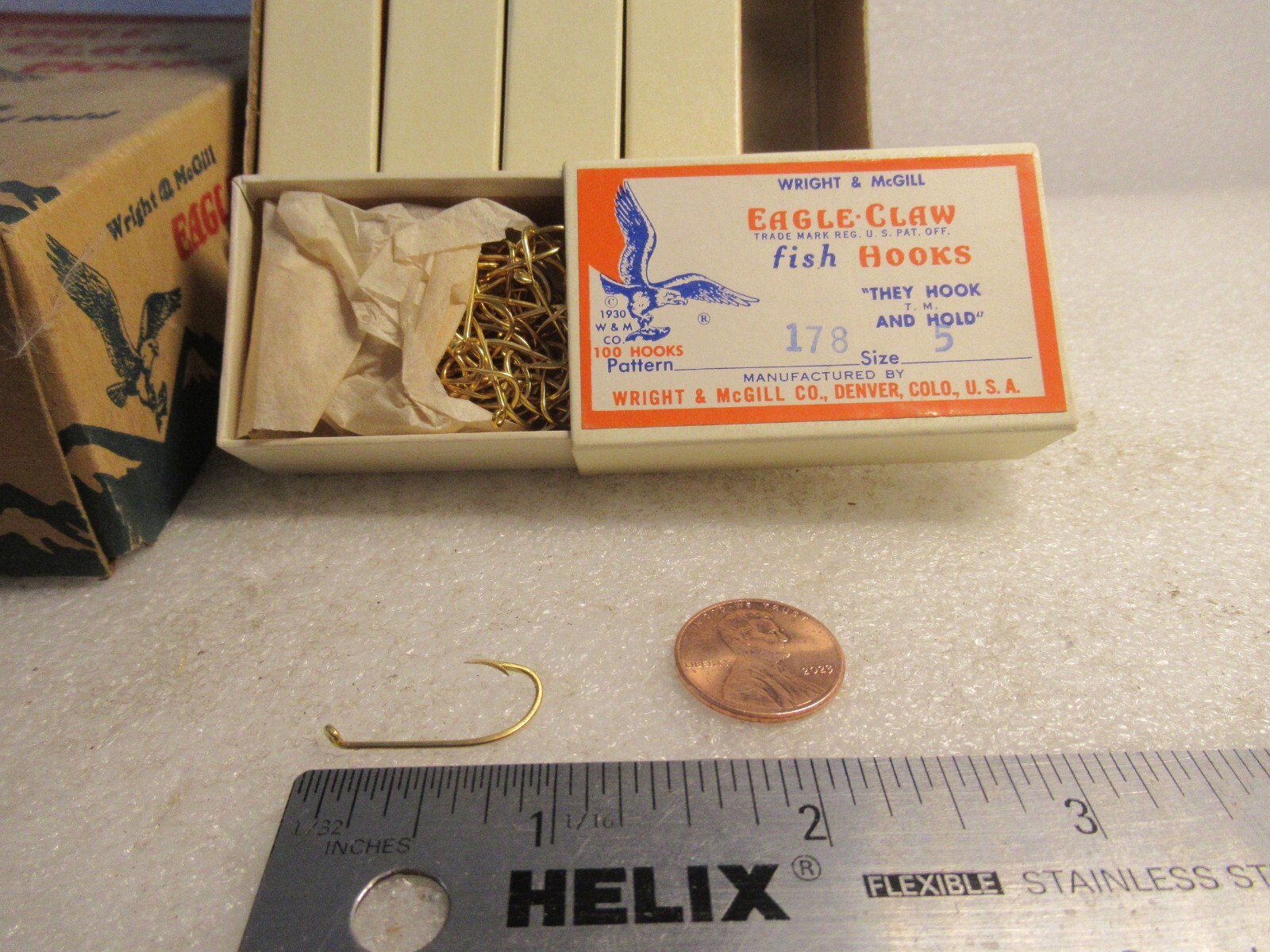 EAGLE CLAW 178 GOLD BEAK HOOKS 100 PCS SZ 5 FISHING BAIT HOOKS