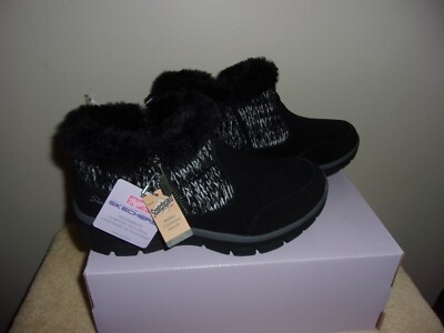 Skechers  Warmhearted Easy Going Leather / Textile  Boots Black Size  6.5