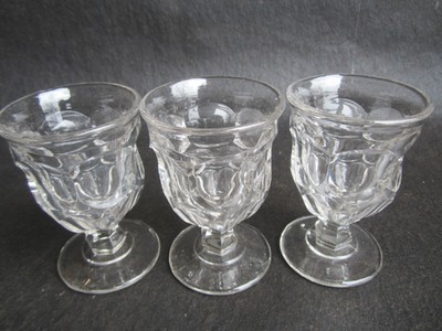 Antique EAPG Civil War Era New England Ashburton Pressed Glass Whiskey Tumblers