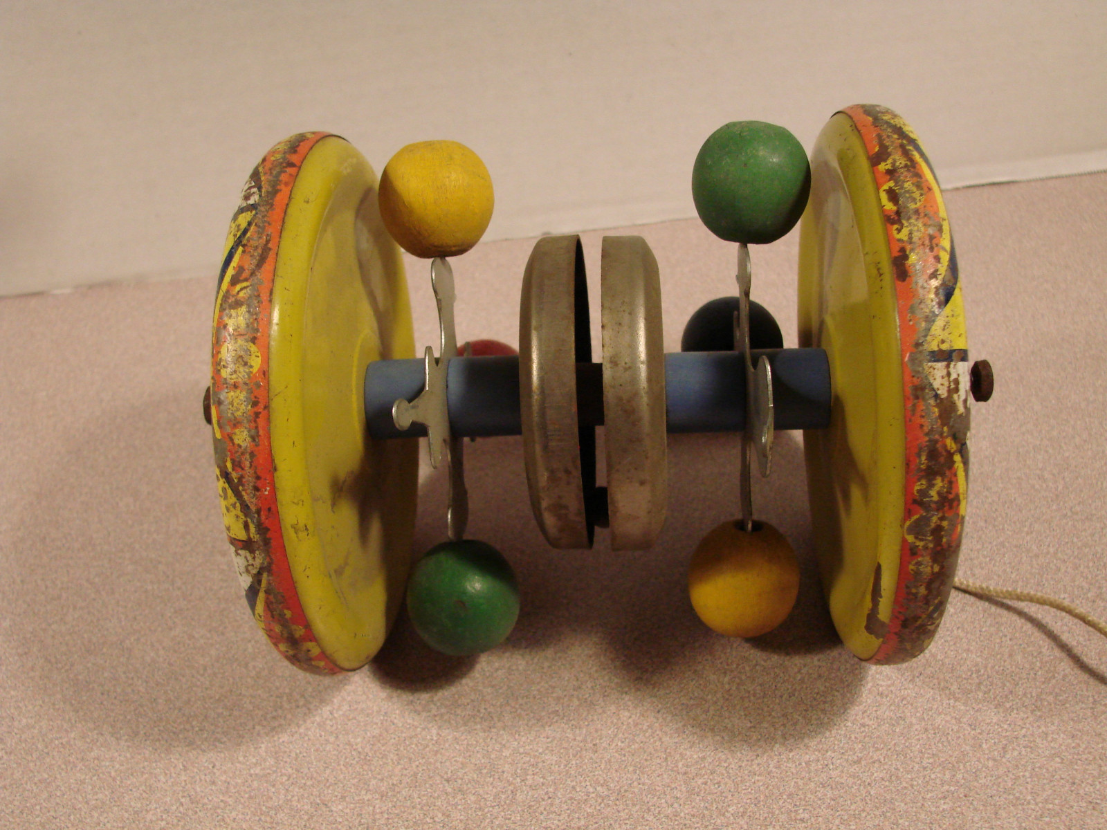 Vintage Metal Pull Toy w/Circus Animal Theme.