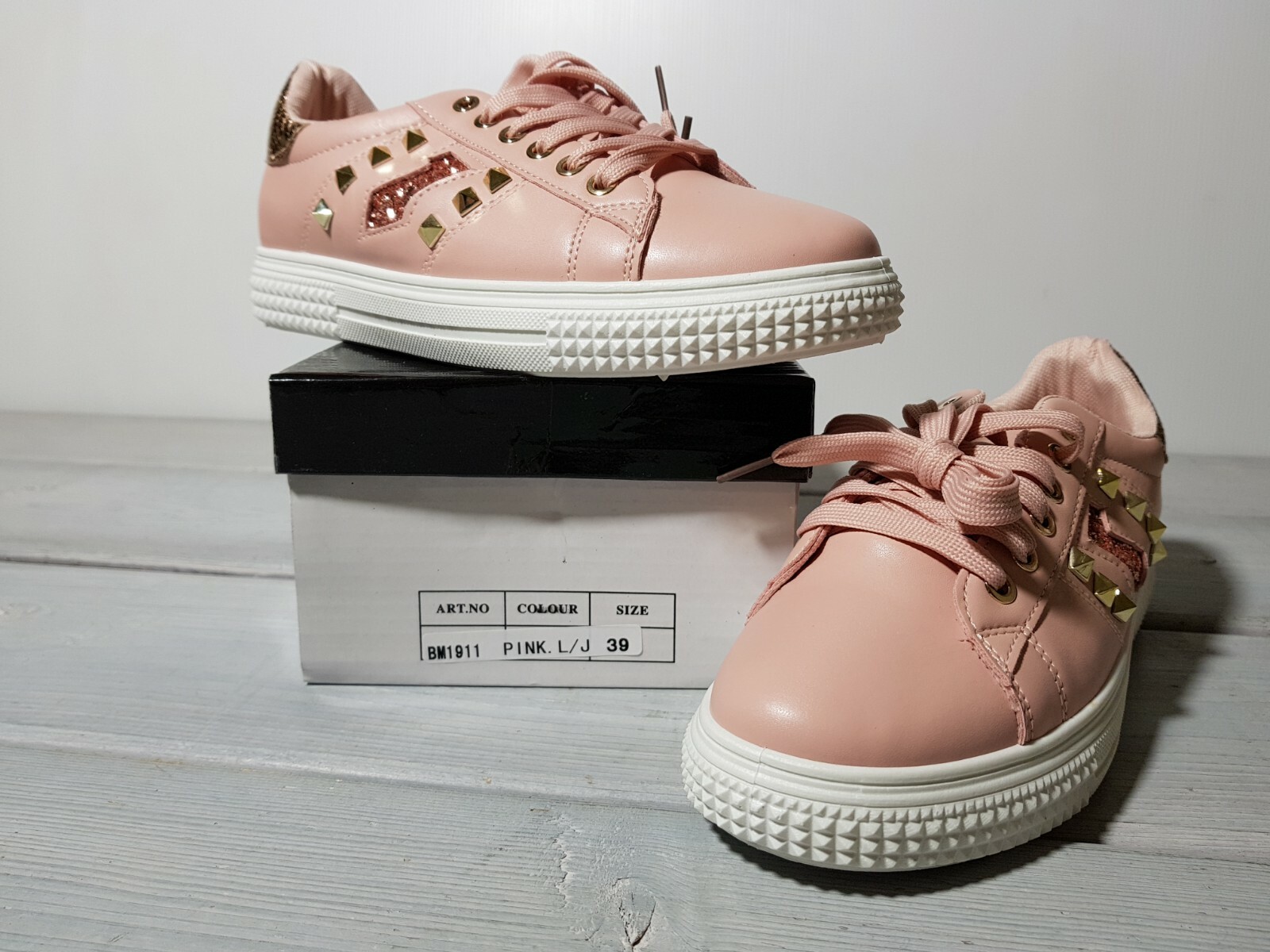 pink and gold trainers