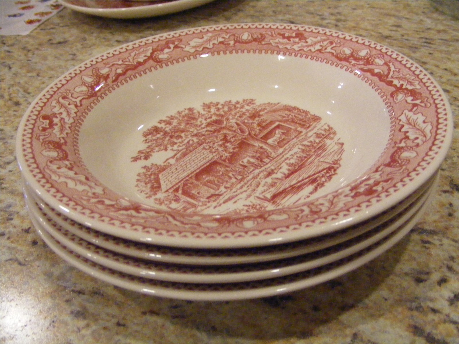 Royal Ironstone China Memory Lane 8 1/2” Soup/Small Serving Bowl 1965 Red Trans