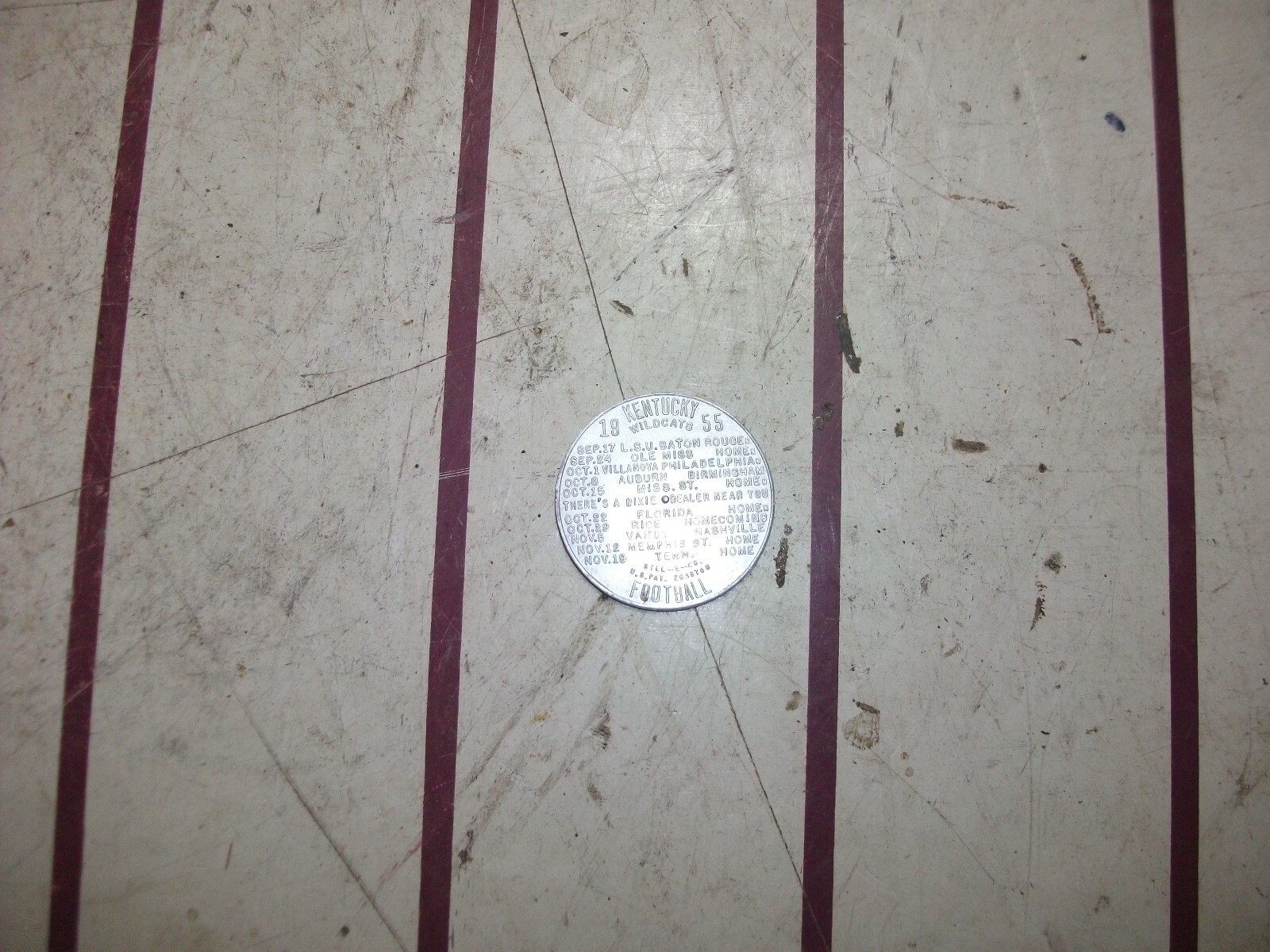 GOOD LUCK SPINNER TOKEN ~ DIXIE ICE CREAM ~ 1955 KENTUCKY WILDCATS SCHEDULE