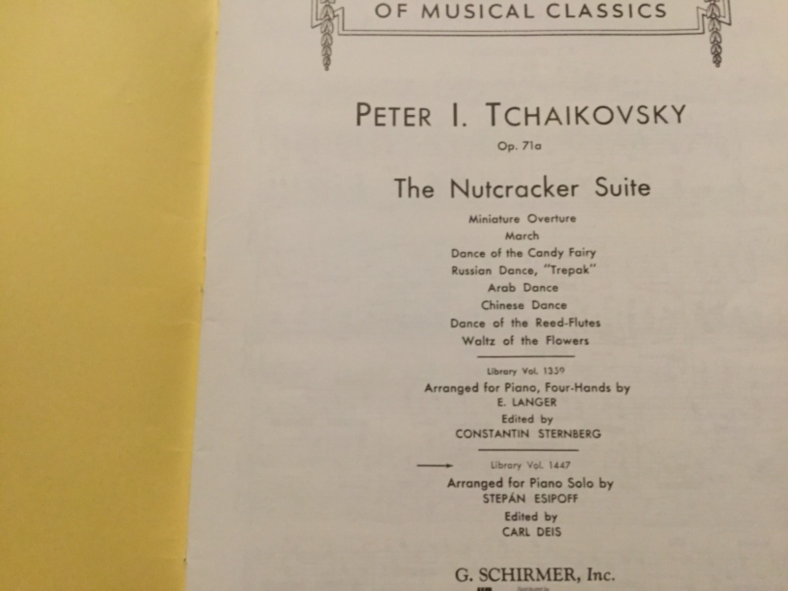 The Nutcracker Suite, Tchaikovsky, transcribed for piano by Esipoff- Deis