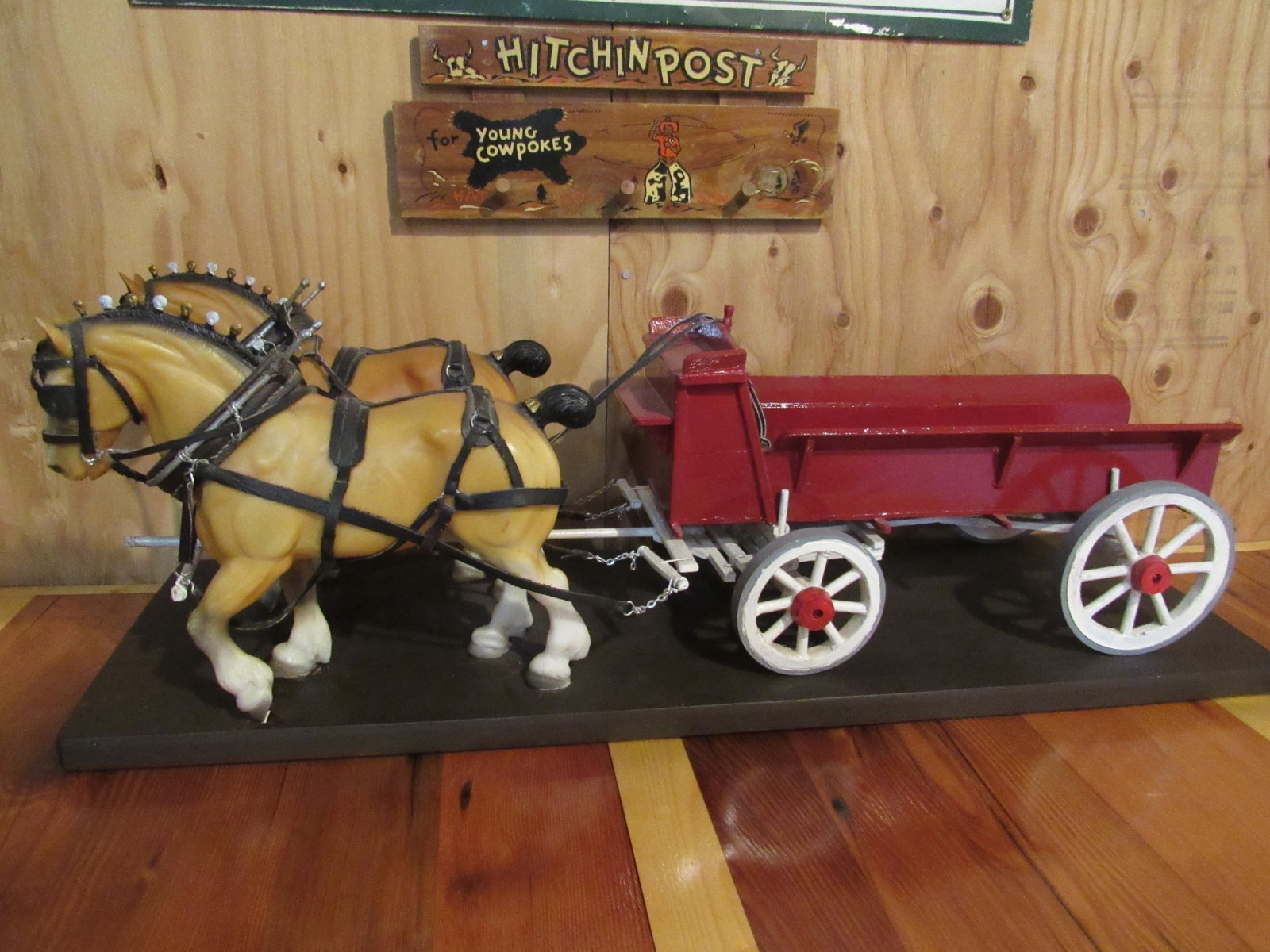 Breyer Horses Clydesdale/Shire Team W/ Wooden Wagon EUC | eBay
