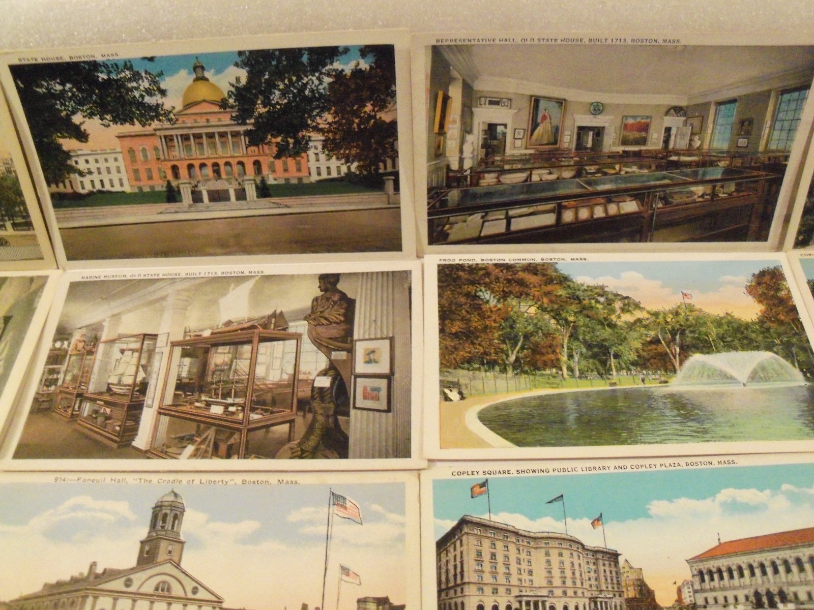 MASSACHUSETTS, BOSTON, MASS. W/B & LINEN 27 POSTCARD LOT WWI & PRE-WWII ERA #098