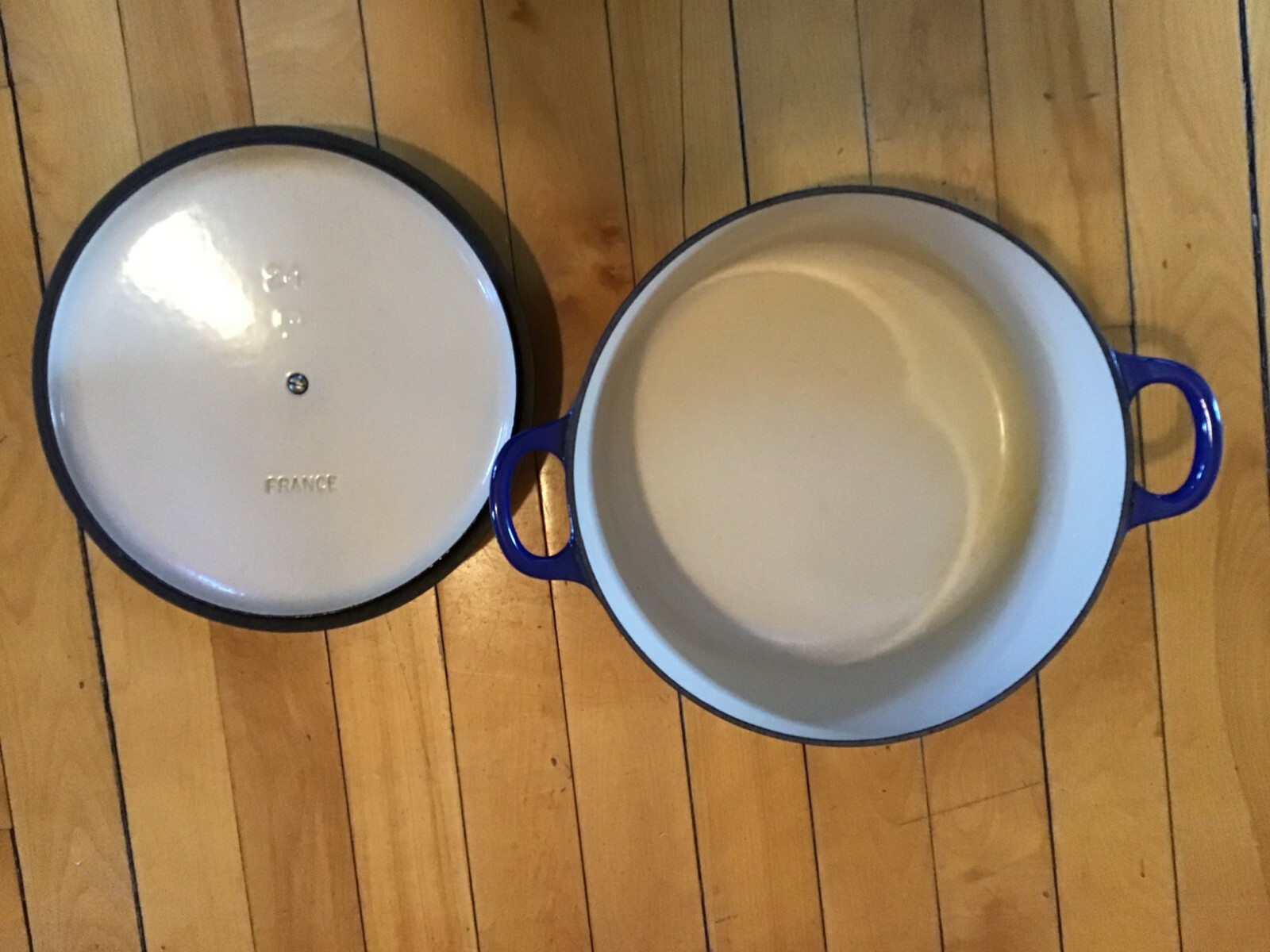 Le Creuset #24 Blue Enameled Cast Iron 4qt Dutch Oven Pot & Lid