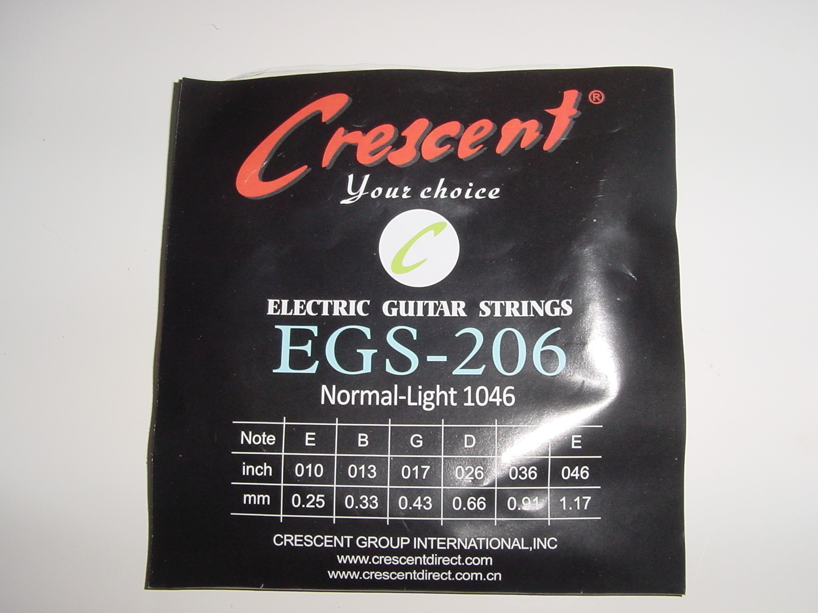 Set of 6 Crescent Electric Guitar Strings Light